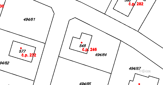 Sedlčánky 246, Čelákovice na parcele st. 548 v KÚ Sedlčánky, Katastrální mapa