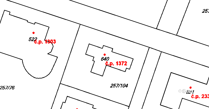Nová Hospoda 1372, Kamenice na parcele st. 640 v KÚ Štiřín, Katastrální mapa