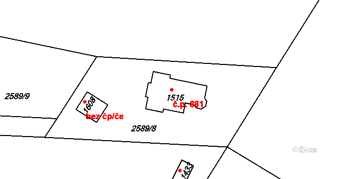 Rtyně v Podkrkonoší 881 na parcele st. 1515 v KÚ Rtyně v Podkrkonoší, Katastrální mapa