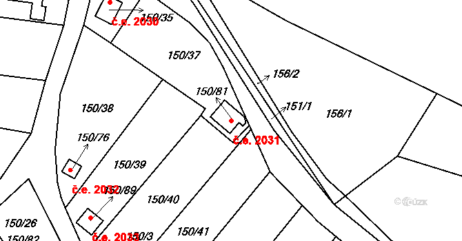 Domanínek 2031, Bystřice nad Pernštejnem na parcele st. 150/81 v KÚ Domanínek, Katastrální mapa