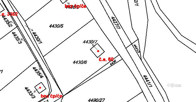 Předměstí 60, Litoměřice na parcele st. 4430/7 v KÚ Litoměřice, Katastrální mapa