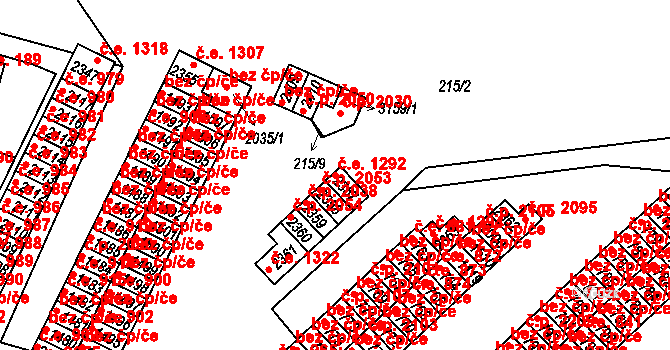 Sezimovo Ústí 1292 na parcele st. 2357 v KÚ Sezimovo Ústí, Katastrální mapa