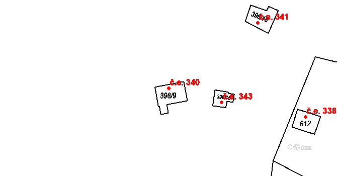 Skalsko 340, Pohoří na parcele st. 396/9 v KÚ Pohoří u Prahy, Katastrální mapa