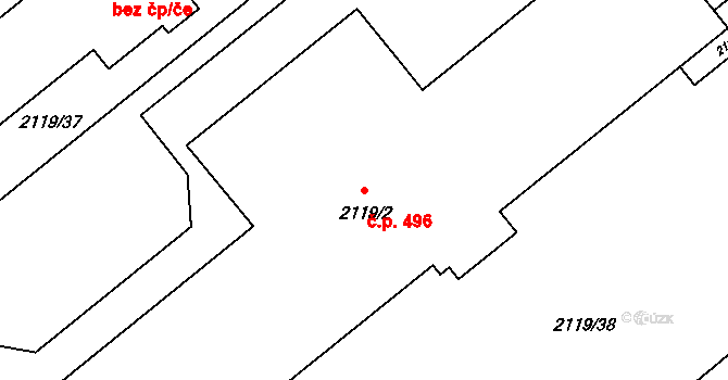 Vyškov-Město 496, Vyškov na parcele st. 2119/2 v KÚ Vyškov, Katastrální mapa