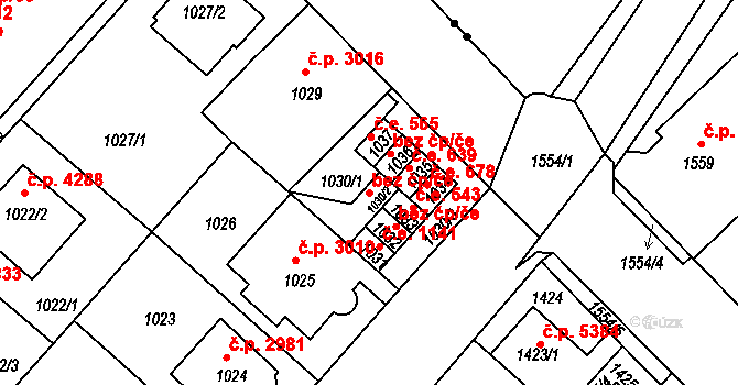 Chomutov 39091082 na parcele st. 1030/2 v KÚ Chomutov II, Katastrální mapa