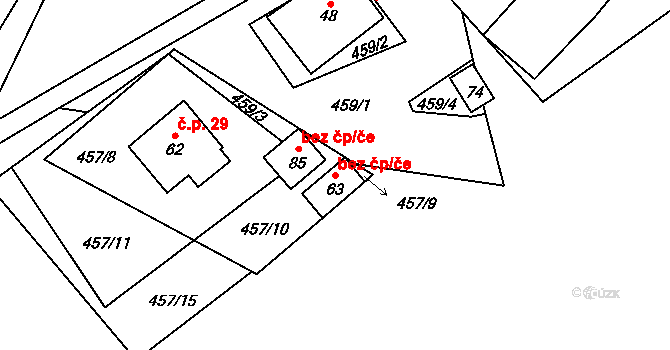 Svatá Maří 39971082 na parcele st. 63 v KÚ Trhonín, Katastrální mapa