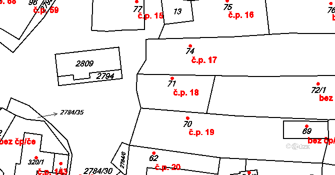 Vrbětice 18, Vlachovice na parcele st. 71 v KÚ Vrbětice, Katastrální mapa