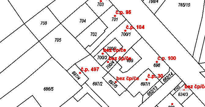 Teplice 42197082 na parcele st. 700/3 v KÚ Sobědruhy, Katastrální mapa