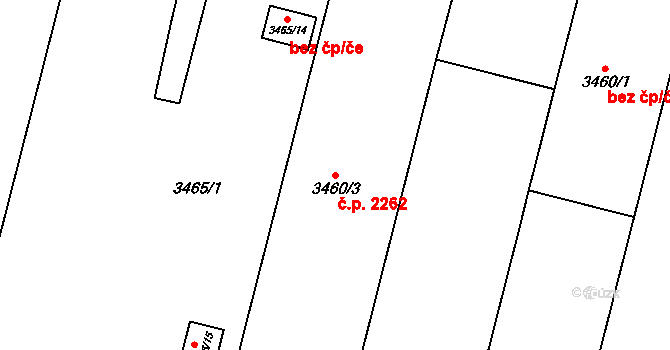 Řečkovice 2262, Brno na parcele st. 3460/2 v KÚ Řečkovice, Katastrální mapa