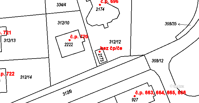 Přibyslav 44558082 na parcele st. 2173 v KÚ Přibyslav, Katastrální mapa