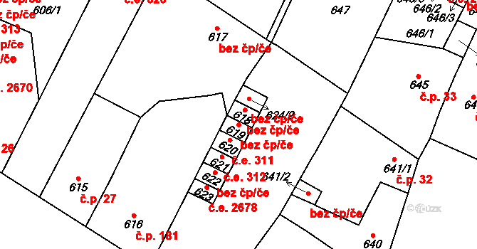 Trmice 44749082 na parcele st. 619 v KÚ Trmice, Katastrální mapa