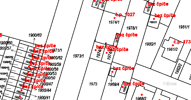 Teplice 45125082 na parcele st. 1974/8 v KÚ Teplice-Trnovany, Katastrální mapa
