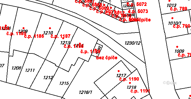 Louny 46271082 na parcele st. 1216/2 v KÚ Louny, Katastrální mapa