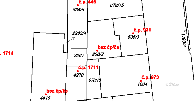 Hradec Králové 46375082 na parcele st. 836/2 v KÚ Pražské Předměstí, Katastrální mapa