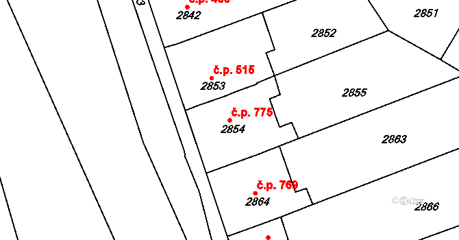 Nivnice 775 na parcele st. 2854 v KÚ Nivnice, Katastrální mapa