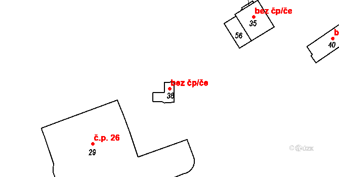 Jiřetín pod Jedlovou 49326082 na parcele st. 38 v KÚ Jedlová, Katastrální mapa