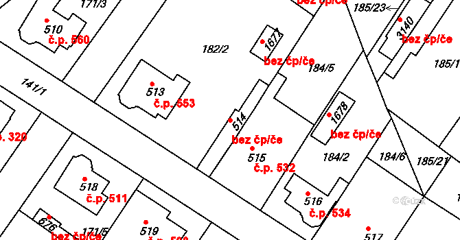 Neratovice 49349082 na parcele st. 514 v KÚ Neratovice, Katastrální mapa