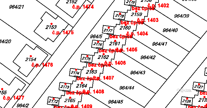 Choceň 1406 na parcele st. 2162 v KÚ Choceň, Katastrální mapa