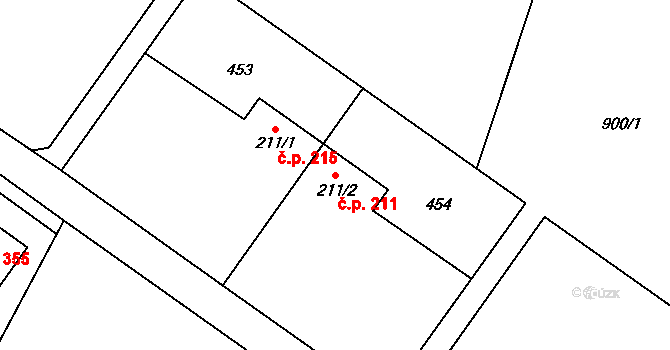 Karlštejn 211 na parcele st. 211/2 v KÚ Poučník, Katastrální mapa