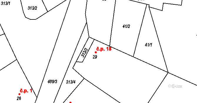Černolice 18 na parcele st. 29 v KÚ Černolice, Katastrální mapa