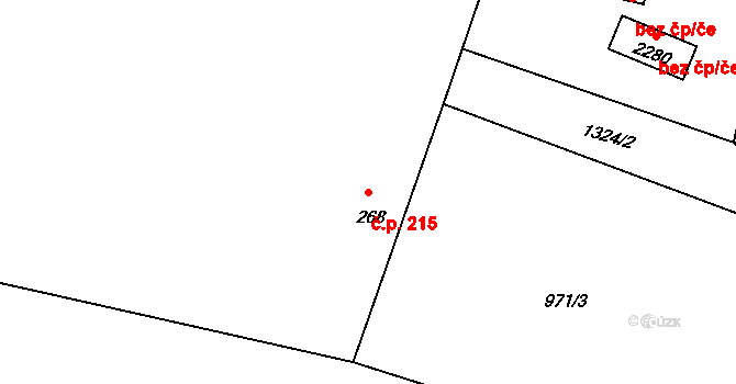 Přeštice 215 na parcele st. 268 v KÚ Přeštice, Katastrální mapa