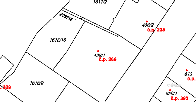 Náchod 266 na parcele st. 439/1 v KÚ Náchod, Katastrální mapa