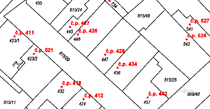 Sezemice 428 na parcele st. 447 v KÚ Sezemice nad Loučnou, Katastrální mapa