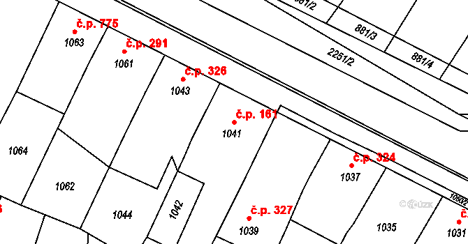 Loštice 161 na parcele st. 1041 v KÚ Loštice, Katastrální mapa