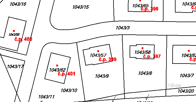 Dolní Loučky 399 na parcele st. 1043/57 v KÚ Dolní Loučky, Katastrální mapa