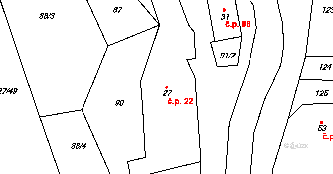 Lukavec 22, Fulnek na parcele st. 27 v KÚ Lukavec u Bílovce, Katastrální mapa