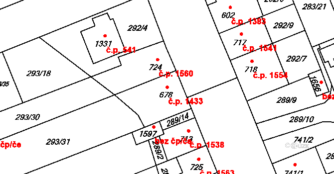 Nový Jičín 1433 na parcele st. 678 v KÚ Nový Jičín-Dolní Předměstí, Katastrální mapa