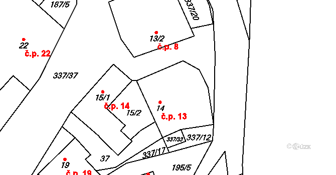 Litkovice 13, Žirovnice na parcele st. 14 v KÚ Litkovice, Katastrální mapa