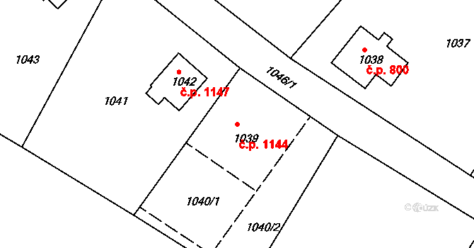 Vejprty 1144 na parcele st. 1039 v KÚ Vejprty, Katastrální mapa