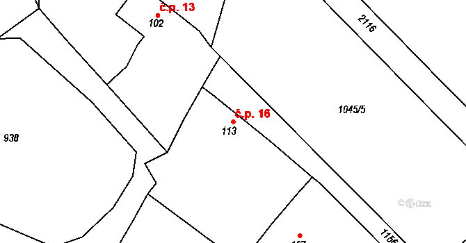 Jahodov 16, Rozsochatec na parcele st. 113 v KÚ Rozsochatec, Katastrální mapa