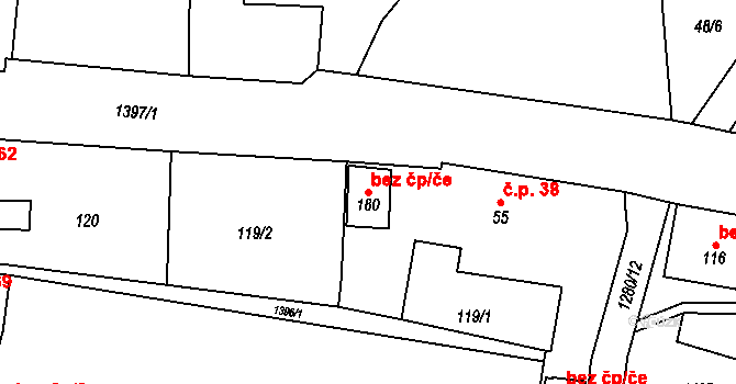 Býkov-Láryšov 98170082 na parcele st. 180 v KÚ Býkov, Katastrální mapa