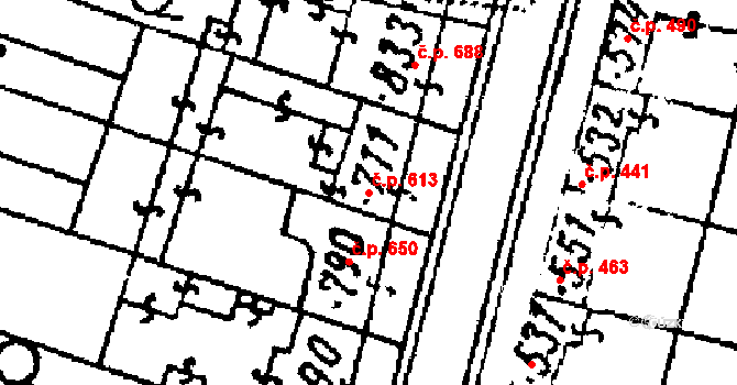 Kobylí 613 na parcele st. 711 v KÚ Kobylí na Moravě, Katastrální mapa