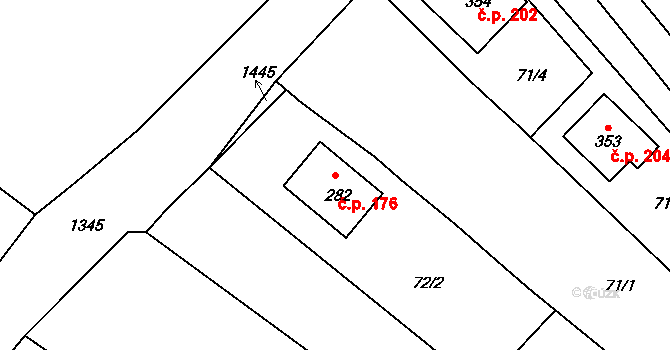 Žopy 176, Holešov na parcele st. 282 v KÚ Žopy, Katastrální mapa