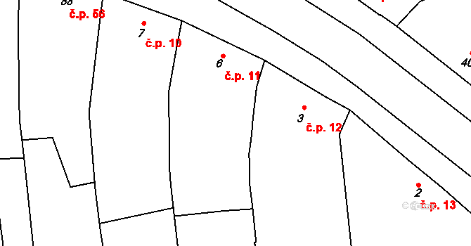 Kanovsko 11, Vlkoš na parcele st. 6 v KÚ Kanovsko, Katastrální mapa