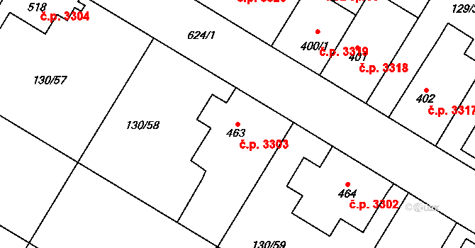 Jihlava 3303 na parcele st. 463 v KÚ Bedřichov u Jihlavy, Katastrální mapa