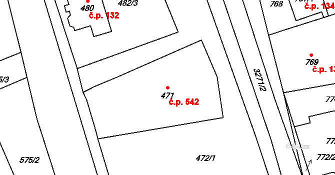 Doksy 542 na parcele st. 471 v KÚ Doksy u Máchova jezera, Katastrální mapa