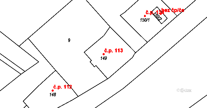 Ruda 113, Tvrdkov na parcele st. 149 v KÚ Ruda u Rýmařova, Katastrální mapa