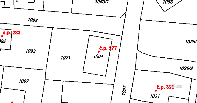 Vrbno pod Pradědem 277 na parcele st. 1064 v KÚ Vrbno pod Pradědem, Katastrální mapa