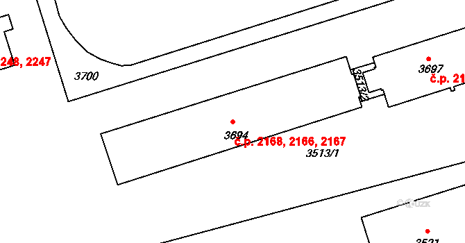 Kročehlavy 2166,2167,2168, Kladno na parcele st. 3694 v KÚ Kročehlavy, Katastrální mapa