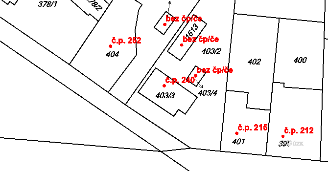 Mochov 240 na parcele st. 403/3 v KÚ Mochov, Katastrální mapa