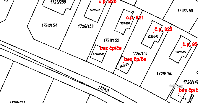 Hrušovany u Brna 147582083 na parcele st. 1726/299 v KÚ Hrušovany u Brna, Katastrální mapa