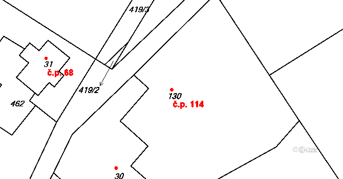 Dolní Malá Úpa 114, Malá Úpa na parcele st. 130 v KÚ Dolní Malá Úpa, Katastrální mapa
