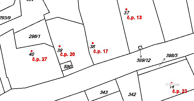 Hatě 17, Skuhrov na parcele st. 38 v KÚ Skuhrov pod Brdy, Katastrální mapa