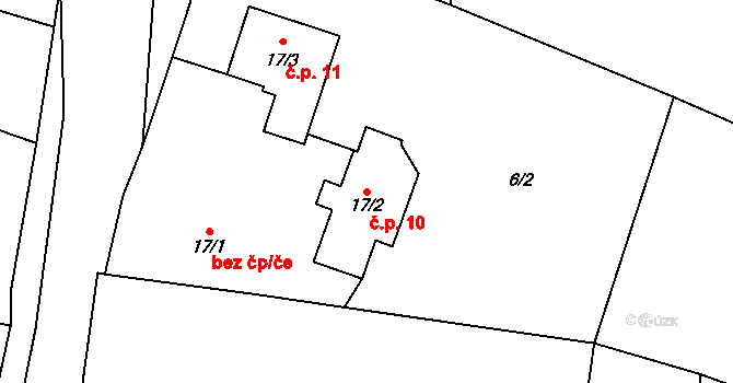 Vrchovnice 10 na parcele st. 17/2 v KÚ Vrchovnice, Katastrální mapa