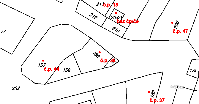 Lazce 35, Troubelice na parcele st. 160 v KÚ Lazce u Troubelic, Katastrální mapa