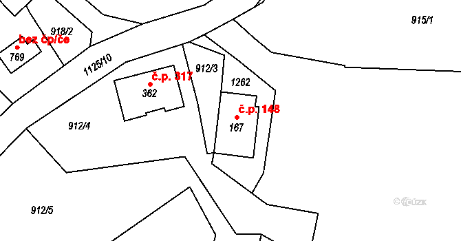 Želivec 148, Sulice na parcele st. 167 v KÚ Sulice, Katastrální mapa